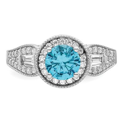 Sterling Silver CZ Aqua Ring – view 6