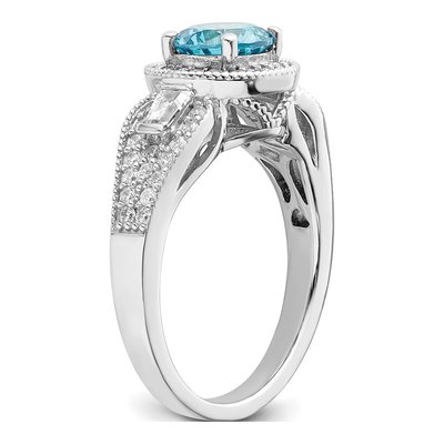 Sterling Silver CZ Aqua Ring – view 8