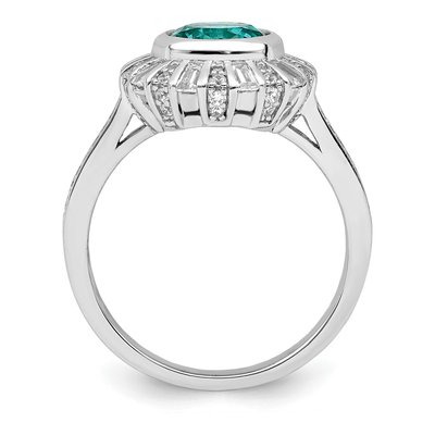 Sterling Silver CZ Teal Ring – view 3