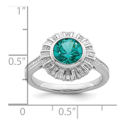Sterling Silver CZ Teal Ring – view 4