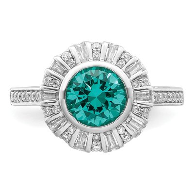 Sterling Silver CZ Teal Ring – view 6