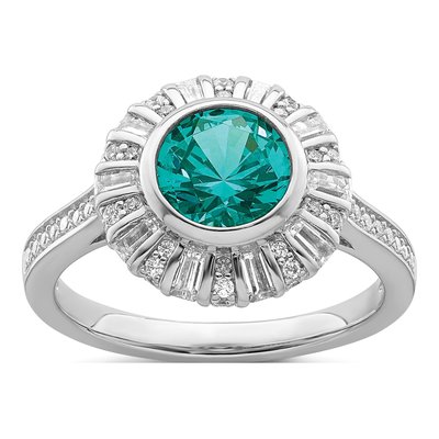 Sterling Silver CZ Teal Ring