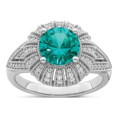 Sterling Silver CZ Vintage-Style Ring