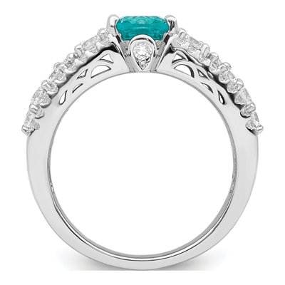 Sterling Silver CZ Teal Ring – view 3