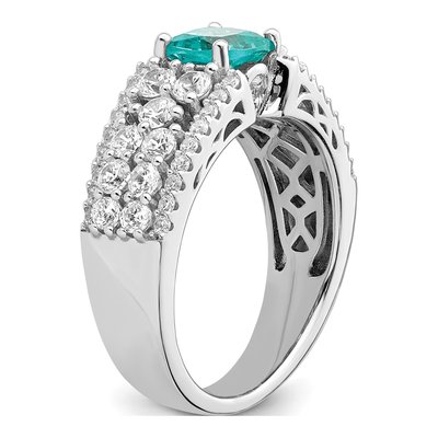 Sterling Silver CZ Teal Ring – view 8