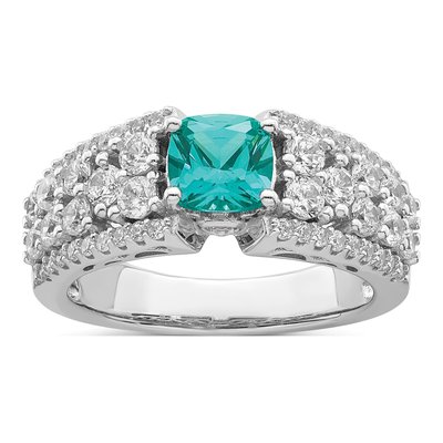 Sterling Silver CZ Teal Ring
