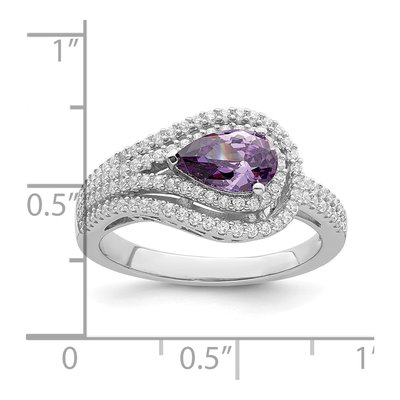 Sterling Silver CZ Pear Ring – view 6