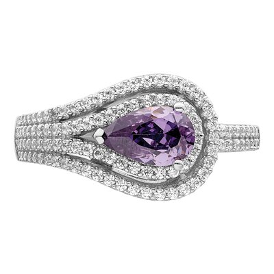Sterling Silver CZ Pear Ring – view 7