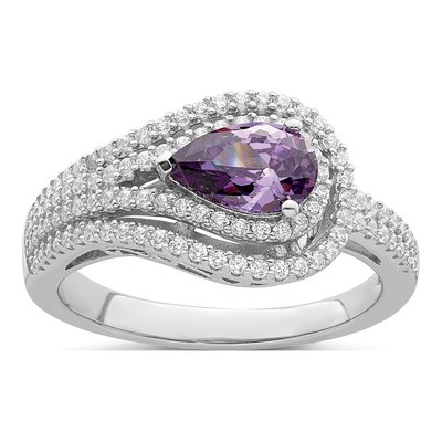Sterling Silver CZ Pear Ring