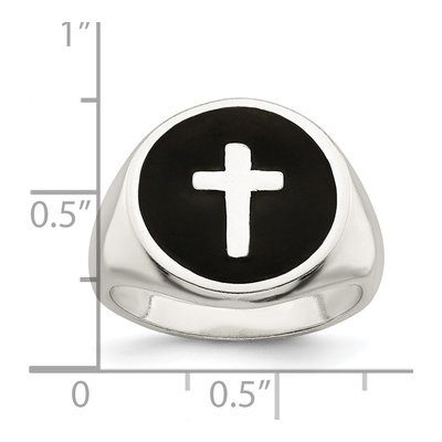Men's Sterling Silver Enameled Cross Ring – view 4