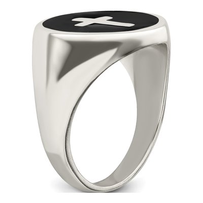 Men's Sterling Silver Enameled Cross Ring – view 8