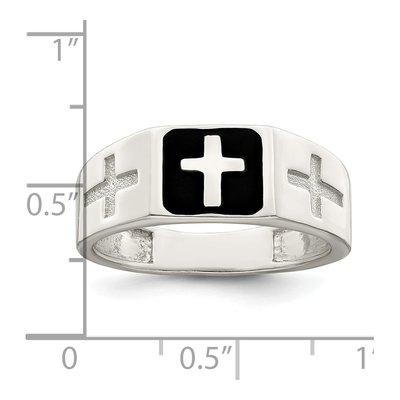 Men's Sterling Silver Enameled Cross Ring – view 4