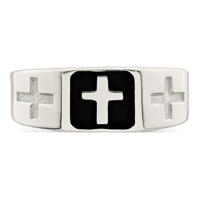 Men's Sterling Silver Enameled Cross Ring – view 6