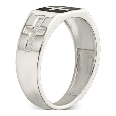 Men's Sterling Silver Enameled Cross Ring – view 8