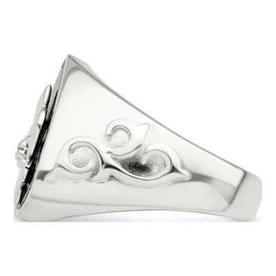 Men's Sterling Silver Agate & Ruby 03Ruby Fleur de Lis Ring – view 5