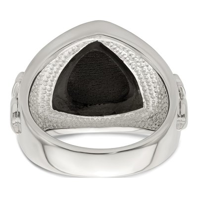 Men's Sterling Silver Agate & Ruby 03Ruby Fleur de Lis Ring – view 7
