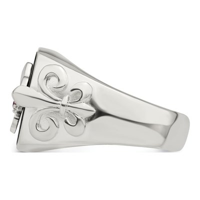 Men's Sterling Silver Agate & Ruby Fleur de Lis Ring – view 5