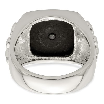 Men's Sterling Silver Agate & Ruby Fleur de Lis Ring – view 7