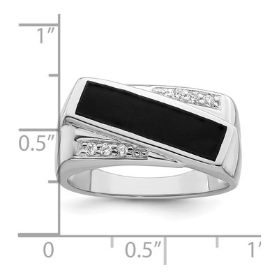 Men's Sterling Silver Onyx & CZ Ring – view 4