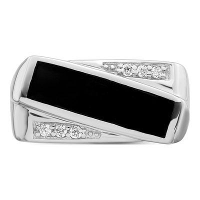 Men's Sterling Silver Onyx & CZ Ring – view 6