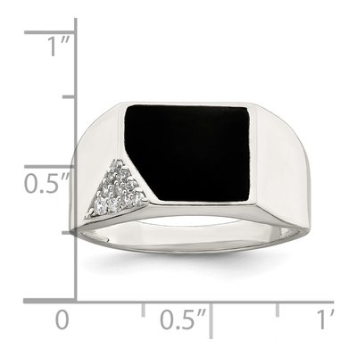 Men's Sterling Silver CZ Enamel Ring – view 4