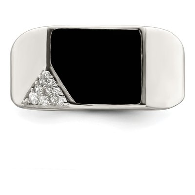 Men's Sterling Silver CZ Enamel Ring – view 6