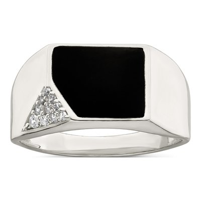 Men's Sterling Silver CZ Enamel Ring