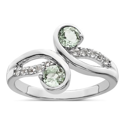Sterling Silver White Topaz Swirl Ring