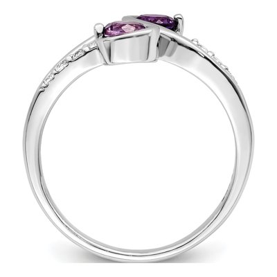 Sterling Silver Amethyst & White Topaz Swirl Ring – view 3