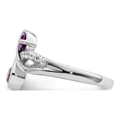 Sterling Silver Amethyst & White Topaz Swirl Ring – view 5