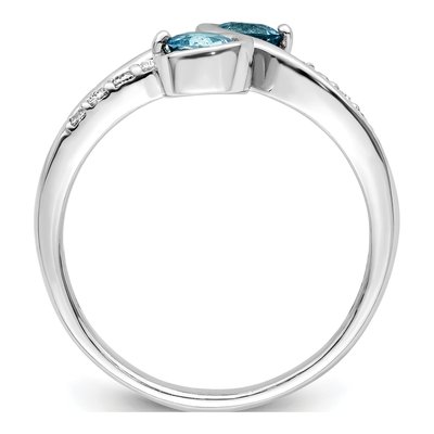 Sterling Silver Swiss Blue Topaz & White Topaz Swirl Ring – view 3