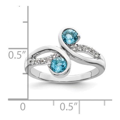 Sterling Silver Swiss Blue Topaz & White Topaz Swirl Ring – view 4