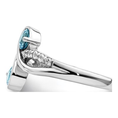Sterling Silver Swiss Blue Topaz & White Topaz Swirl Ring – view 5