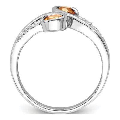 Sterling Silver Citrine & White Topaz Swirl Ring – view 3