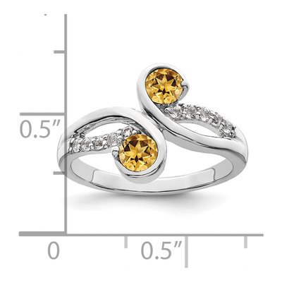 Sterling Silver Citrine & White Topaz Swirl Ring – view 4