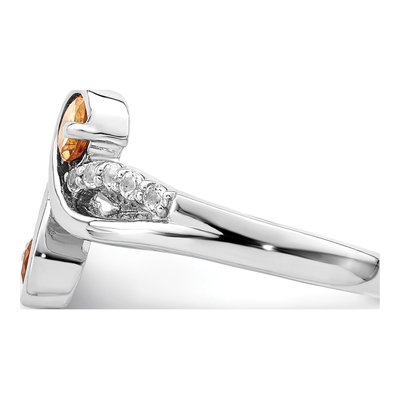 Sterling Silver Citrine & White Topaz Swirl Ring – view 5