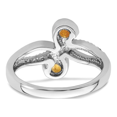 Sterling Silver Citrine & White Topaz Swirl Ring – view 7