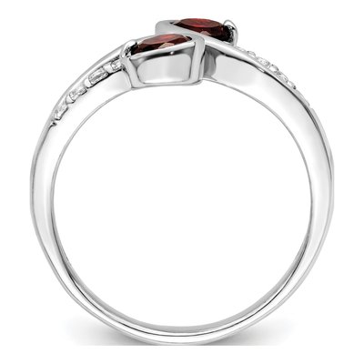 Sterling Silver Garnet & White Topaz Swirl Ring – view 3