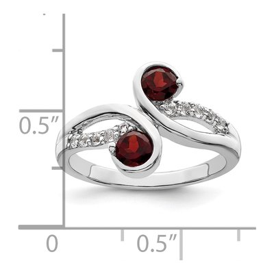 Sterling Silver Garnet & White Topaz Swirl Ring – view 4