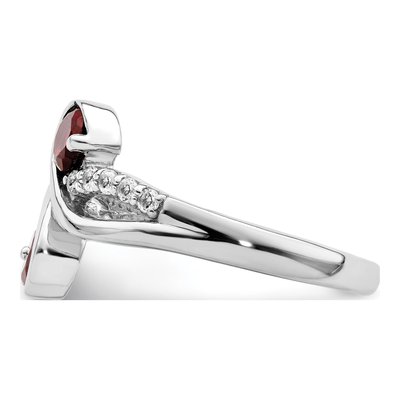 Sterling Silver Garnet & White Topaz Swirl Ring – view 5