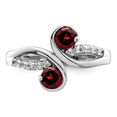 Sterling Silver Garnet & White Topaz Swirl Ring – view 6