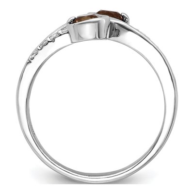 Sterling Silver Smoky Quartz & White Topaz Swirl Ring – view 3