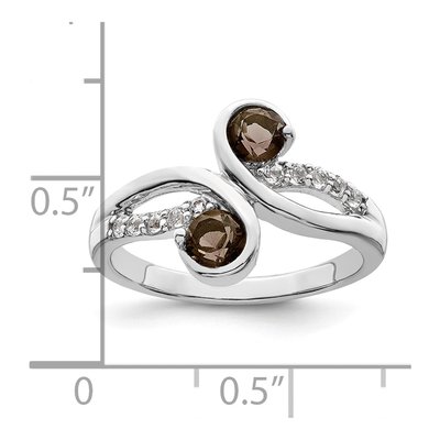 Sterling Silver Smoky Quartz & White Topaz Swirl Ring – view 4