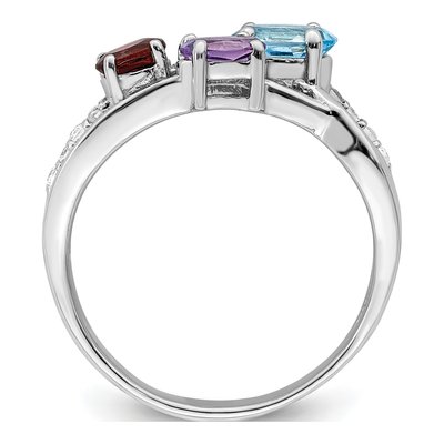 Sterling Silver Swiss Blue Topaz & Amethyst Multi-Gemstone Oval Ring – view 3