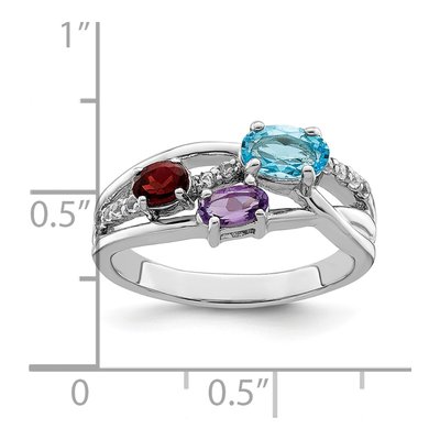 Sterling Silver Swiss Blue Topaz & Amethyst Multi-Gemstone Oval Ring – view 4
