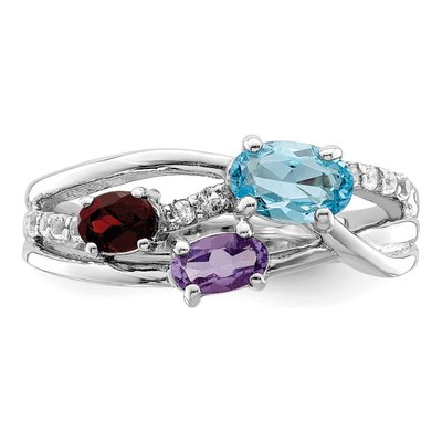Sterling Silver Swiss Blue Topaz & Amethyst Multi-Gemstone Oval Ring – view 6