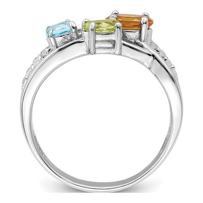 Sterling Silver Swiss Blue Topaz & Peridot Multi-Gemstone Ring – view 3