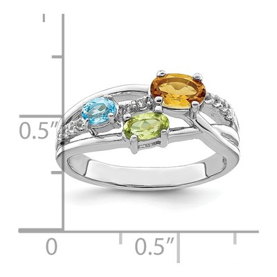 Sterling Silver Swiss Blue Topaz & Peridot Multi-Gemstone Ring – view 4