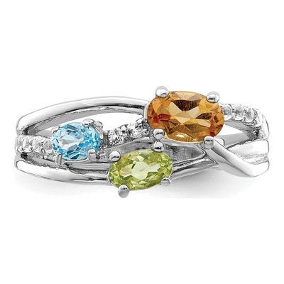 Sterling Silver Swiss Blue Topaz & Peridot Multi-Gemstone Ring – view 6