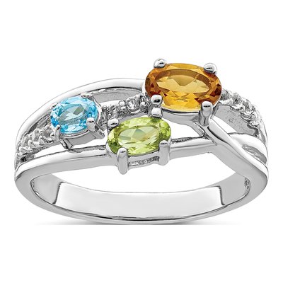 Sterling Silver Swiss Blue Topaz & Peridot Multi-Gemstone Ring